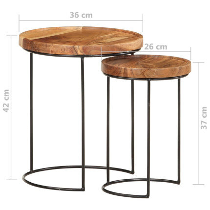 Ensemble 2 Tables basses Gigognes Bois massif Industriel