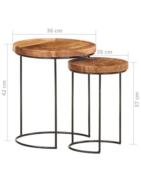 Ensemble 2 Tables basses Gigognes Bois massif Industriel Ensemble 2 Tables basses Gigognes Bois massif Industriel