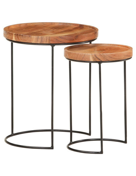 Ensemble 2 Tables basses Gigognes Bois massif Industriel Ensemble 2 Tables basses Gigognes Bois massif Industriel