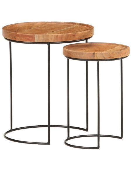 Ensemble 2 Tables basses Gigognes Bois massif Industriel Ensemble 2 Tables basses Gigognes Bois massif Industriel