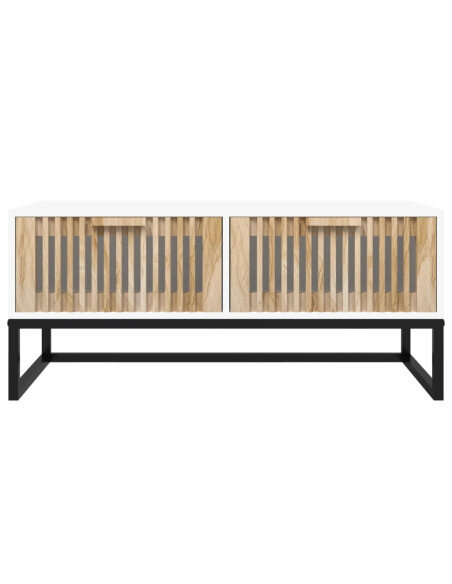 Table Basse Rectangulaire Bois Blanche - Scandinave  Table Basse Rectangulaire Bois Blanche - Scandinave