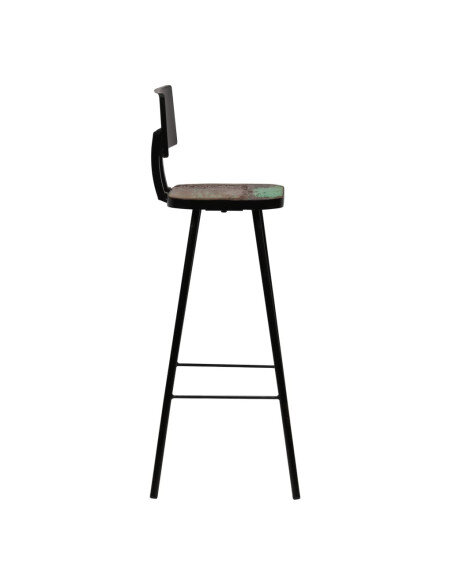 Tabourets de bar industriel en lot de 4 en bois massif de récupération Brun  {attributes} Tabourets de bar industriel en lot de 4 en bois massif de récupération Brun  {attributes}