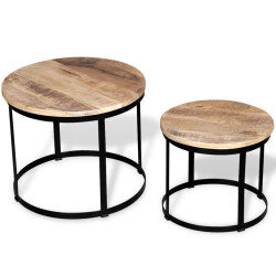 Ensemble 2 Tables Gigognes Rondes Industrielles
