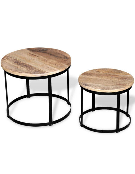 Ensemble 2 Tables Gigognes Rondes Industrielles  Ensemble 2 Tables Gigognes Rondes Industrielles