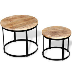 Ensemble 2 Tables Gigognes Rondes Industrielles  2
