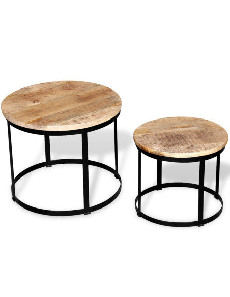 Ensemble 2 Tables Gigognes Rondes Industrielles  Ensemble 2 Tables Gigognes Rondes Industrielles