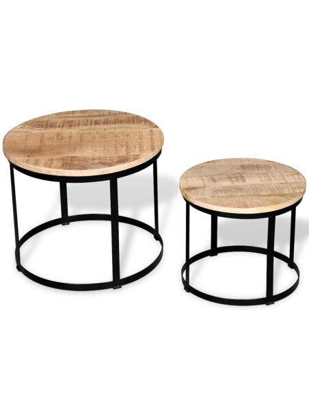 Ensemble 2 Tables Gigognes Rondes Industrielles  Ensemble 2 Tables Gigognes Rondes Industrielles