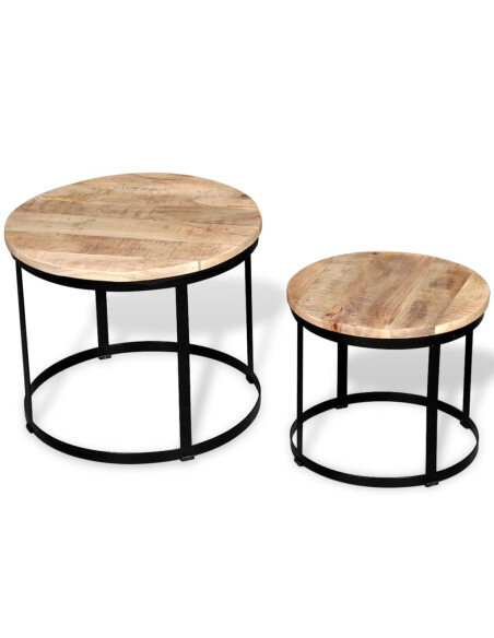 Ensemble 2 Tables Gigognes Rondes Industrielles  Ensemble 2 Tables Gigognes Rondes Industrielles