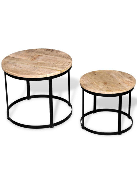 Ensemble 2 Tables Gigognes Rondes Industrielles  Ensemble 2 Tables Gigognes Rondes Industrielles