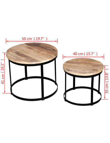 Ensemble 2 Tables Gigognes Rondes Industrielles  Ensemble 2 Tables Gigognes Rondes Industrielles