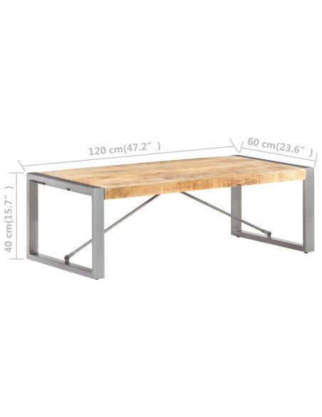 Table Basse industrielle bois massif et pied métal