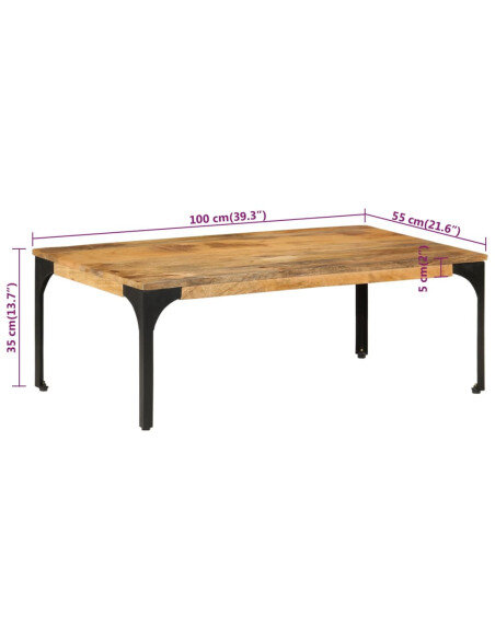 Table Basse en bois massif et pied métal style industriel Table Basse en bois massif et pied métal style industriel