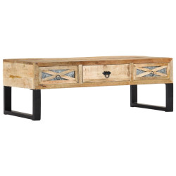 Table Basse Rectangulaire Industrielle avec tiroirs en bois massif manguier
