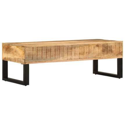 Table Basse Rectangulaire Industrielle avec tiroirs en bois massif manguier