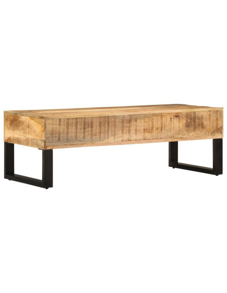 Table Basse Rectangulaire Industrielle avec tiroirs en bois massif manguier Table Basse Rectangulaire Industrielle avec tiroirs en bois massif manguier