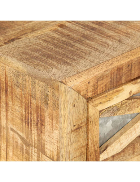 Table Basse Rectangulaire Industrielle avec tiroirs en bois massif manguier Table Basse Rectangulaire Industrielle avec tiroirs en bois massif manguier