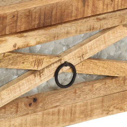 Table Basse Rectangulaire Industrielle avec tiroirs en bois massif manguier