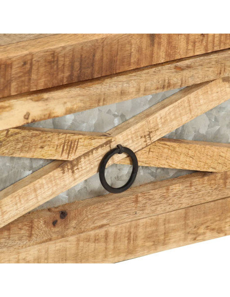 Table Basse Rectangulaire Industrielle avec tiroirs en bois massif manguier Table Basse Rectangulaire Industrielle avec tiroirs en bois massif manguier