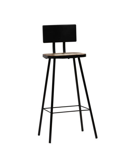 Tabourets de bar industriel en lot de 4 en bois massif de récupération Brun  {attributes} Tabourets de bar industriel en lot de 4 en bois massif de récupération Brun  {attributes}