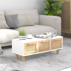 Table Basse Rotin Naturel Scandinave avec tiroirs