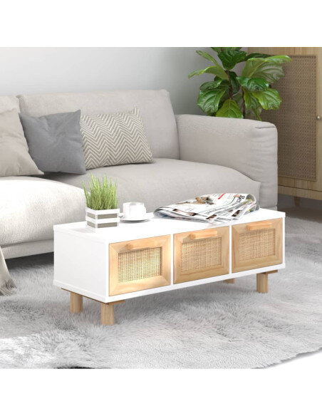 Table Basse Rotin Naturel Scandinave avec tiroirs Table Basse Rotin Naturel Scandinave avec tiroirs