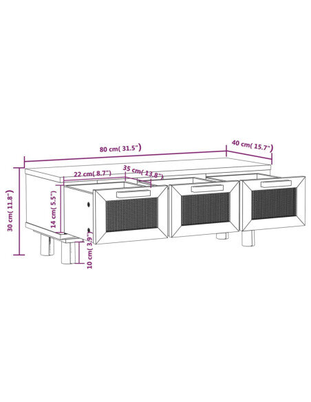 Table Basse Rotin Naturel Scandinave avec tiroirs Table Basse Rotin Naturel Scandinave avec tiroirs