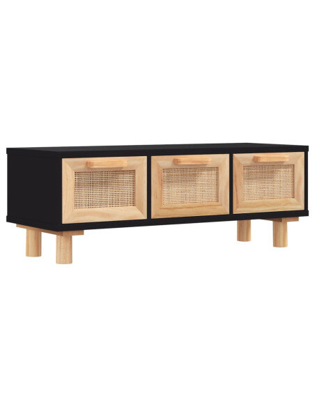 Table Basse Noire Scandinave Rotin Naturel avec rangement Table Basse Noire Scandinave Rotin Naturel avec rangement