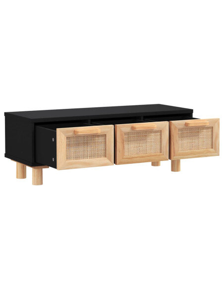 Table Basse Noire Scandinave Rotin Naturel avec rangement Table Basse Noire Scandinave Rotin Naturel avec rangement