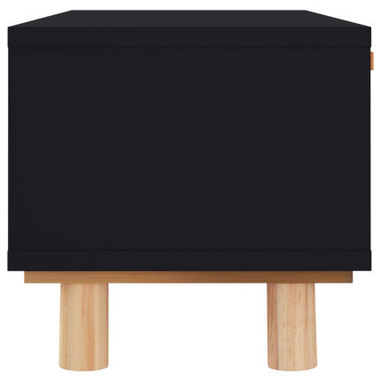 Table Basse Noire Scandinave Rotin Naturel avec rangement
