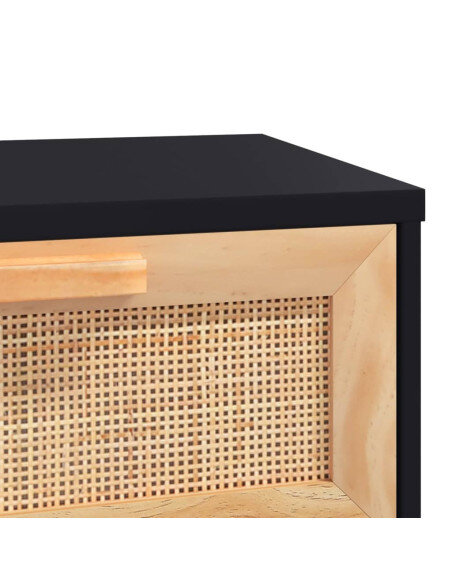 Table Basse Noire Scandinave Rotin Naturel avec rangement Table Basse Noire Scandinave Rotin Naturel avec rangement