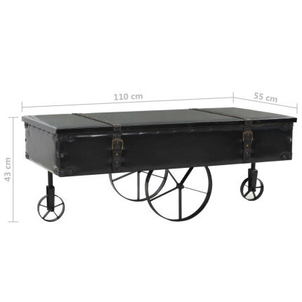 Table Basse Vintage Design Coffre avec Roues