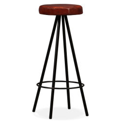 Tabourets de bar Industriel / Rétro - Vintage en lot de 2 en cuir véritable Brun {attributes} 2