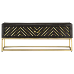 Table Basse Vintage Rétro Art Déco Noire & Dorée 2