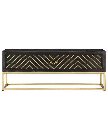 Table Basse Vintage Rétro Art Déco Noire & Dorée Table Basse Vintage Rétro Art Déco Noire & Dorée