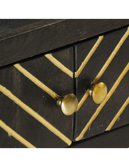 Table Basse Vintage Rétro Art Déco Noire & Dorée Table Basse Vintage Rétro Art Déco Noire & Dorée