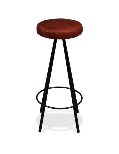 Tabourets de bar Industriel / Rétro - Vintage en lot de 2 en cuir véritable Brun {attributes}