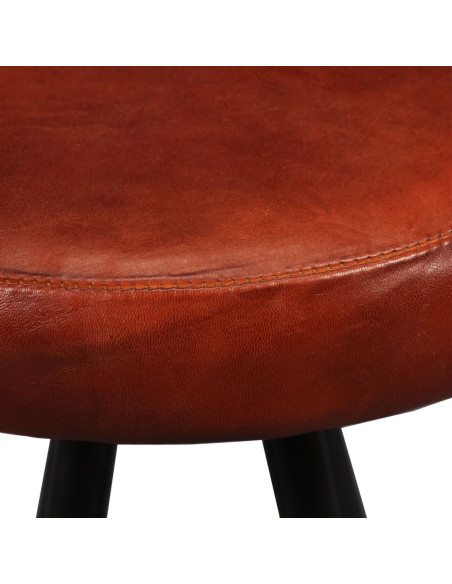 Tabourets de bar Industriel / Rétro - Vintage en lot de 2 en cuir véritable Brun {attributes}
