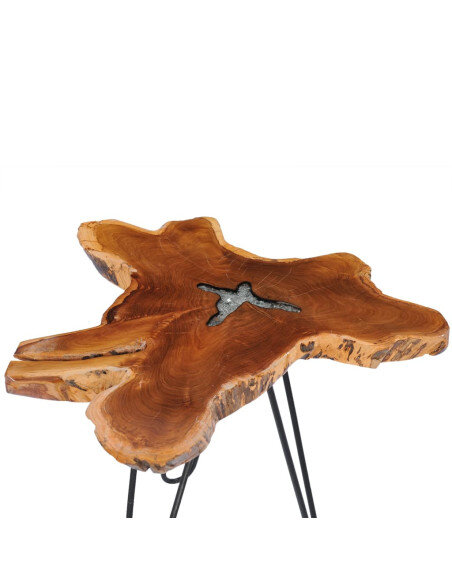 Table Basse Design en Résine & Bois avec pied Métal Table Basse Design en Résine & Bois avec pied Métal