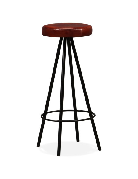 Tabourets de bar Industriel / Rétro - Vintage en lot de 2 en cuir véritable Brun {attributes}