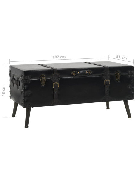 Table Basse Coffre de Rangement Noire – Vintage / Rétro Table Basse Coffre de Rangement Noire – Vintage / Rétro