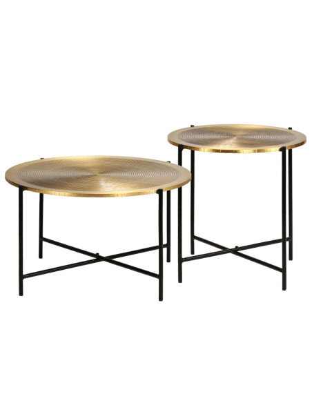 Tables Gigognes Rondes Art Déco – Laiton Doré Tables Gigognes Rondes Art Déco – Laiton Doré