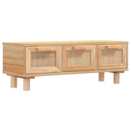 Table Basse Bois Rotin Naturel Scandinave avec tiroirs