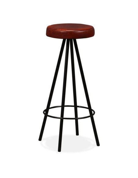 Tabourets de bar Industriel / Rétro - Vintage en lot de 2 en cuir véritable Brun {attributes}