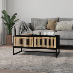 Table Basse Bois Noire Bois avec tiroirs de rangement