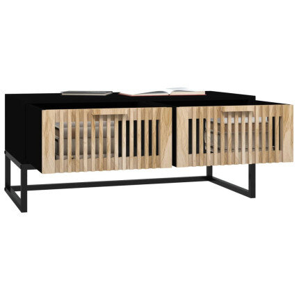 Table Basse Bois Noire Bois avec tiroirs de rangement
