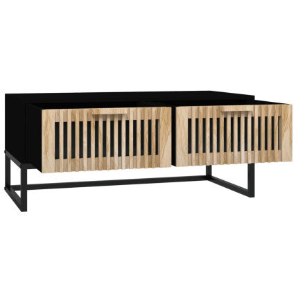 Table Basse Bois Noire Bois avec tiroirs de rangement