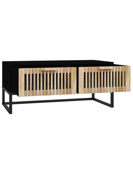 Table Basse Bois Noire Bois avec tiroirs de rangement Table Basse Bois Noire Bois avec tiroirs de rangement