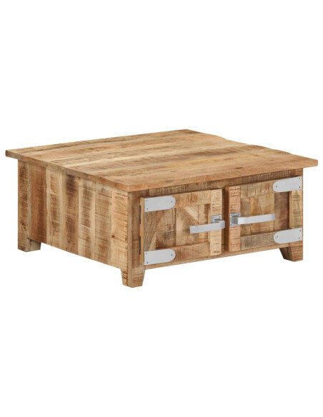 Table Basse Carrée Bois massif de manguier - Style Industriel