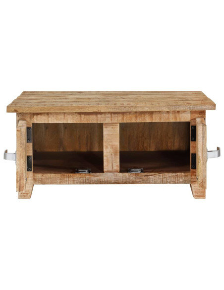 Table Basse Carrée Bois massif de manguier - Style Industriel