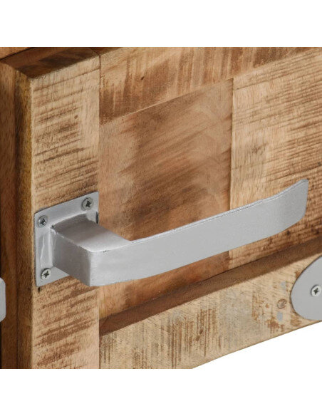 Table Basse Carrée Bois massif de manguier - Style Industriel